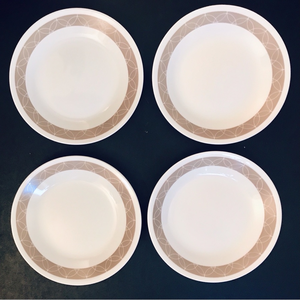 Corelle Sand Sketch Set of 4 Bread Side Dessert Plates 6.75” Retired pattern
